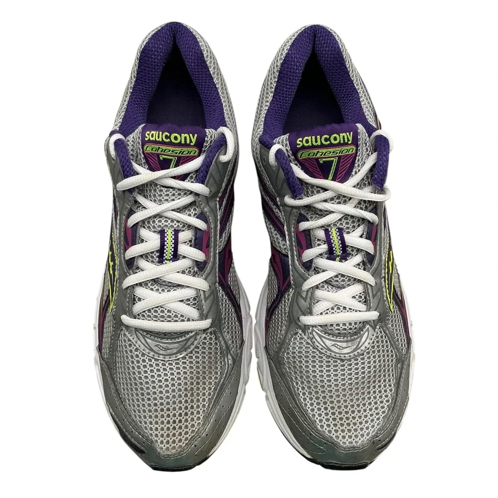 Saucony Cohesion 7 Womens Running Shoes Silver Purple Citron 15181-4‎ Size 11